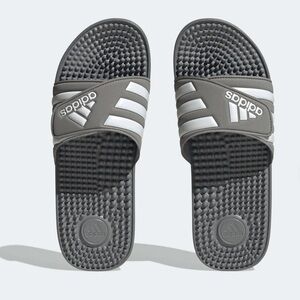 Adidas adissage slides sandals grey white stripe classic size 17 men’s new